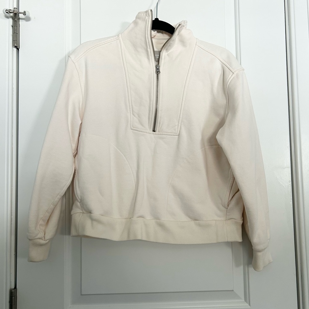 Everlane Women's Half-Zip Pullover Sweatshirt - Cream 100% Organic Cotton